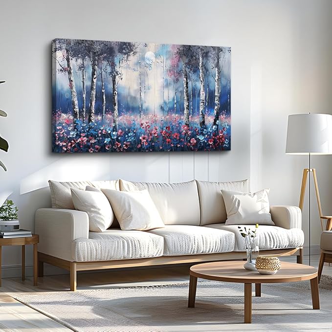MHARTK66 Large Boho Canvas Wall Art For Living Room Wall Decor For Bedroom Trees Forest Scenery Paintings Office Decorations Stretched And Framed Pictures Modern Aesthetic Home Decor Mural Artwork