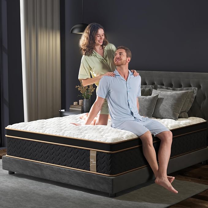 King Mattress 10 Inch, Cooling Hybrid Bed in a Box, Individual Pocket Springs, Motion Isolation, Targeted Hip/Shoulder/Lumbar Support, Fiberglass-Free, Ergonomic Zones, 365-Night Trial, CertiPUR-US