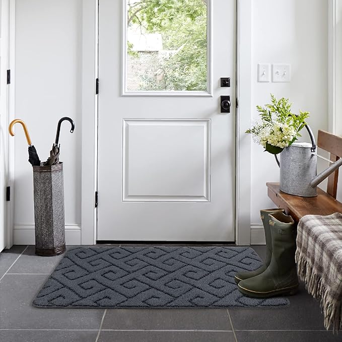 Walensee Indoor Doormat, Front Door Mat for Entrance (36"x59" Grey) Machine Washable Entryway Rug, Non Slip Trapper Door Rugs Absorbent Dirt Low Profile Shoes Scraper Inside Floor Mats for Entry