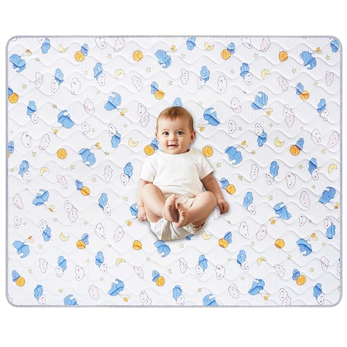 Baby Play Mat 79’’ x 71’’ Soft Baby Floor Mat Thicker Foam Play Mat for Babies，Toddlers, Foldable Baby Playpen Mat Crawling Mat，Elephant Design