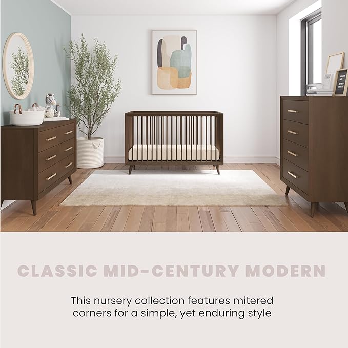 Child Craft Cranbrook 4-in-1 Convertible Crib, Baby Crib Converts to Day Bed, Toddler Bed and Full Size Bed, 3 Adjustable Mattress Positions, Non-Toxic, Baby Safe Finish (Toasted Chestnut)