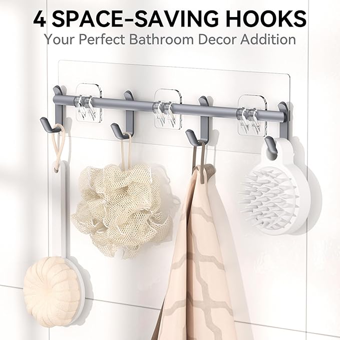 YASONIC Shower Caddy, 6 Pack Large Capacity shower Organizer with Soap Holder and 12 Hooks, Rustproof Shower Shelves for Inside Shower, No Drilling&Sleek Bathroom Organizers and Storage Grey