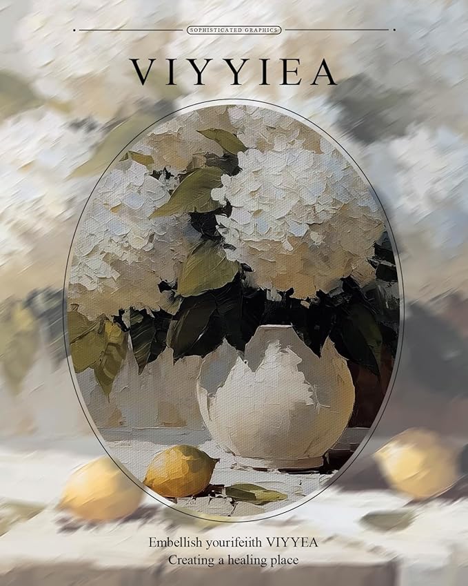 VIYYIEA Gold Framed Wall Art, Hydrangea Canvas Print Home Decor Vintage Art Painting Picture Bathroom Wall Decor, Flowers Artwork for Living Room Bedroom Kitchen Office - 14L x 11W