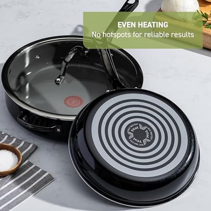 T-Fal Preserve Ceramic Nonstick Frying Pan 2-Pc Set, 8.5" & 11", Oven Broiler Safe up to 350°F Cookware, InoCeram Glide Technology, Frying Pan Skillet, Pots & Pans, Black