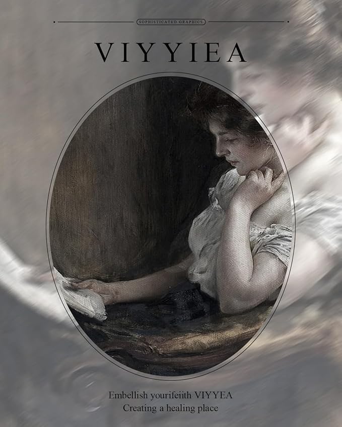 VIYYIEA Gold Framed Wall Art Canvas Print Home Decor Portrait Art Woman Sitting Reading Vintage Art Room Aesthetic Mid Century Lady Elegant Print Farmhouse Oil Painting Wall Decor for Bedroom 11x14in
