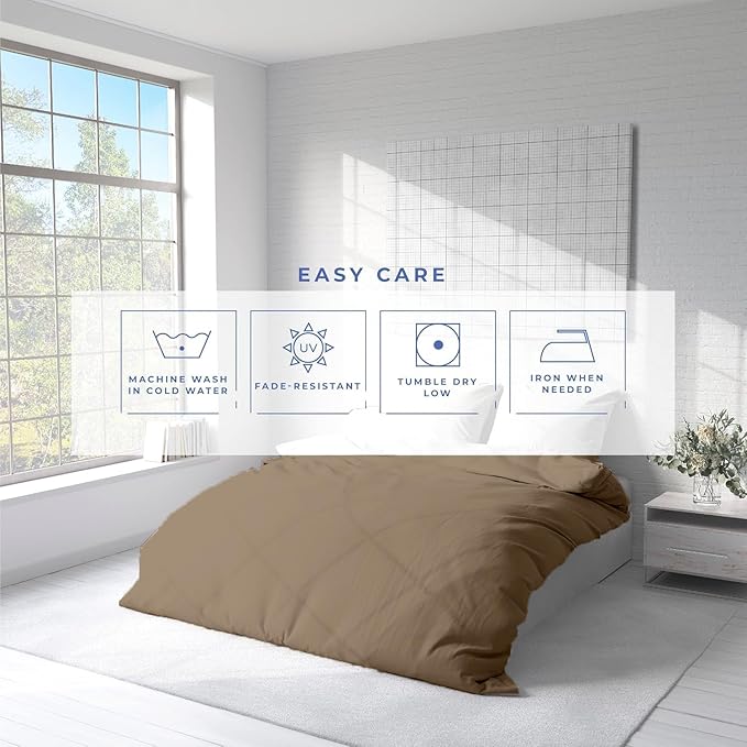 Kotton Culture 3 Pc Twin Size Duvet Cover Set- 100% Egyptian Cotton Sateen 600 Thread Count Ultra Soft Premium Durable Comforter Cover Zipper Closure & Corner Ties (Taupe, Twin/Twin XL 68" X 90")