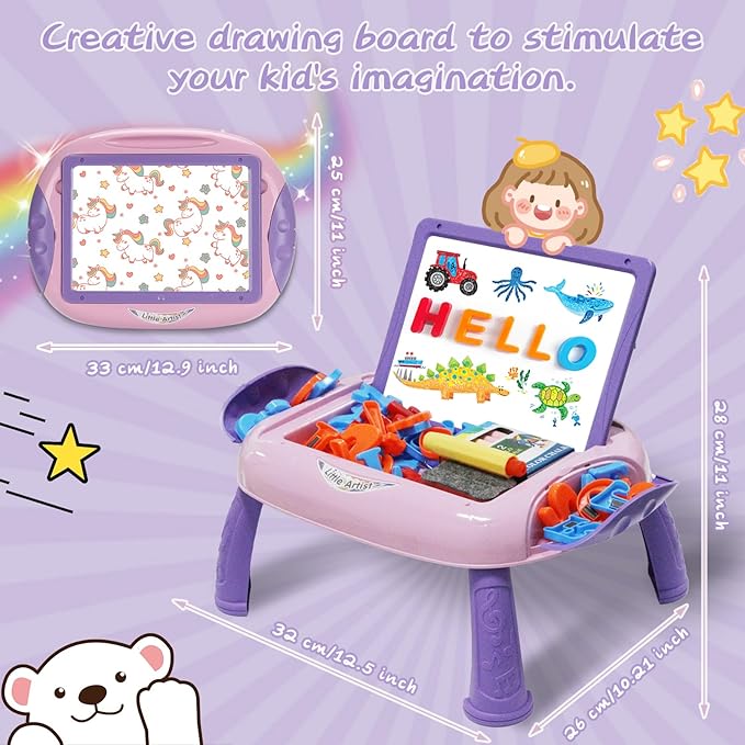 Gifts for 1-2 Year Old Girls,Toddlers Toys with Magnetic Letters and Numbers, Art Easel for Kids 1 2 Year Old, Girl Birthday Christmas Gifts (Purple)