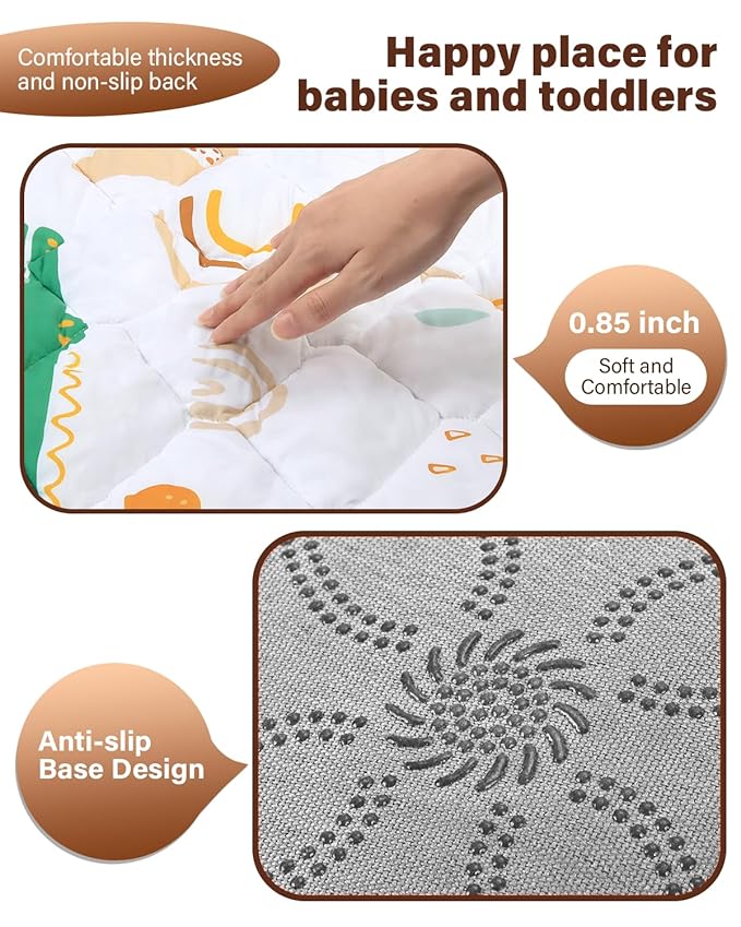 Baby Play Mat, 47x47 Playpen Mat, Thicken Cushioning Padding Foam Playmate for Baby and Toddlers Infants, Non-Slip & Machine Washable Tummy Time Mat