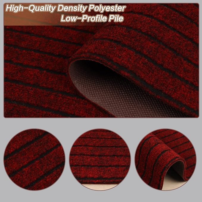 4' x 66' Runner Rugs with Rubber Backing, Indoor Outdoor Utility Carpet Runner Rugs, Stripe Red, Can Be Used as Aisle for The RV and Boat, Laundry Room and Balcony