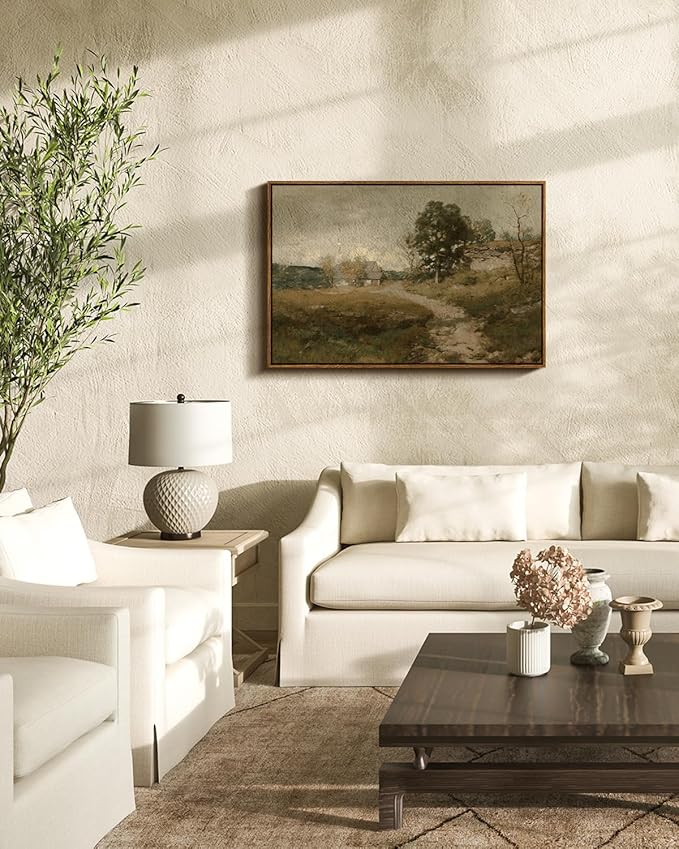 InSimSea Framed Canvas Wall Art, Vintage Countryside Landscape Farmhouse Decor, Large Wall Art for Living Room, French Country Decor Wall Prints, 20"x30"
