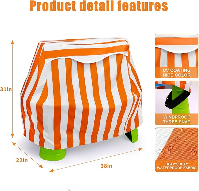 Kids Water Table Cover for Step 2 Rain Showers Splash Pond Water Table, Outdoor Waterproof Anti-UV Kids Water Play Table Cover (Orange)