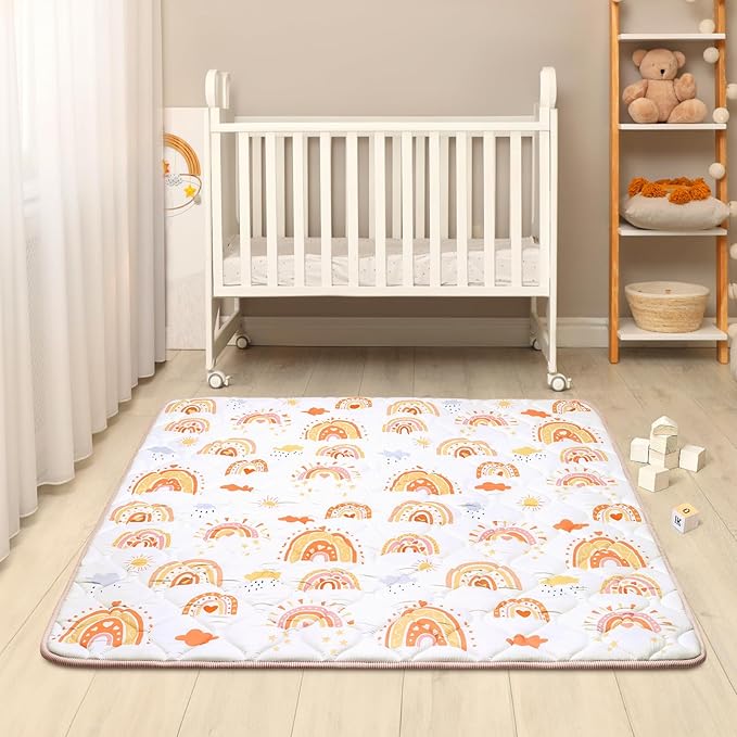 Baby Play Mat for Floor 50 * 50 inch, Extra Thick Soft Cushioning Foam Mat for Kids, Non Slip & Washable Crawling Mat for Toddler, Padded Play Mat for Baby Tummy Time