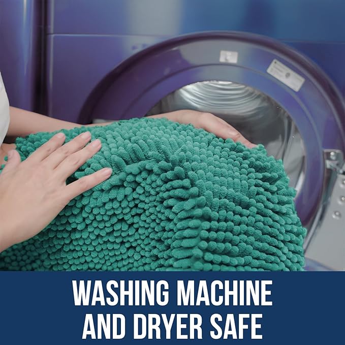 Muddy Mat Chenille Bathroom Rugs Quick Dry Microfiber Mats Non Slip Washable, Extra Thick, Soft and Highly Absorbent Bath Mats for Bathroom, Kitchen, and Shower Floor - Seafoam Green Medium 30"X19"