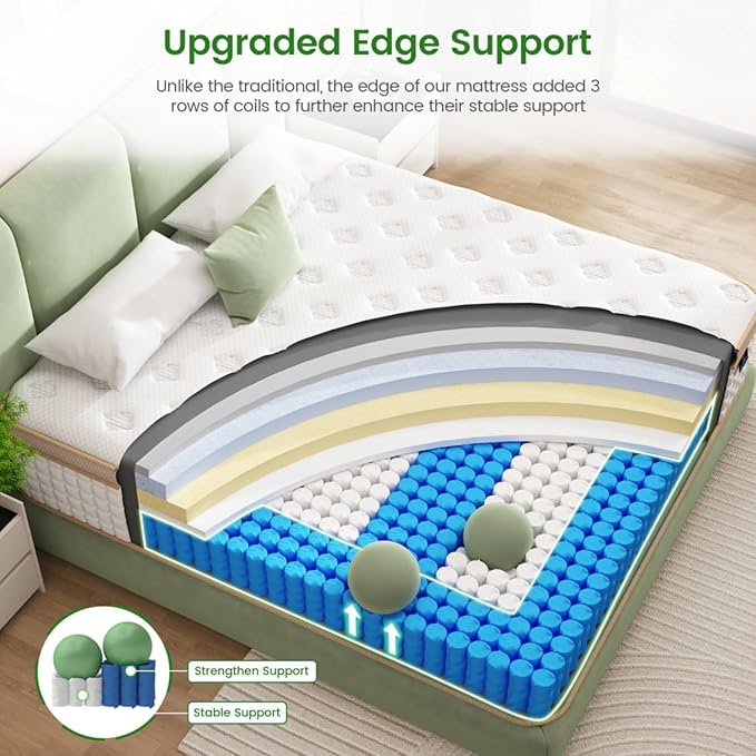 Firm Queen Mattress, [Enhanced] 12 Inch Queen Size Hybrid Mattress with Gel Memory Foam & Independent Pocket Springs, Pressure Relief, Strong Edge Support, 365-Night Trial, CertiPUR-US