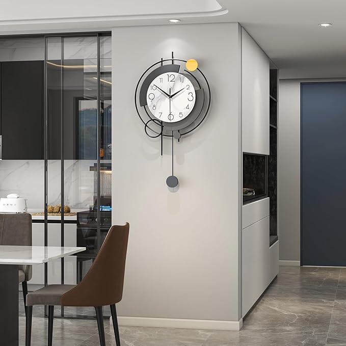 FLEBLE Wall Clock Silent Modern Wall Clock for Living Room Decor Analog Large Clock Battery Operated Non-Ticking with Minimalist Design for Kitchen, Bedroom, Office, Home,13x22.8 inches