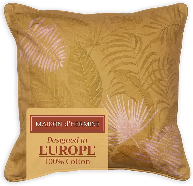Maison d' Hermine Decorative Pillow Covers 20x20 Inch Square 100% Cotton Throw Pillow Covers with Invisible Zipper Cushion Case for Living Room Couch, Chair, Sofas, Bedroom, Home (Creole - Caramel)