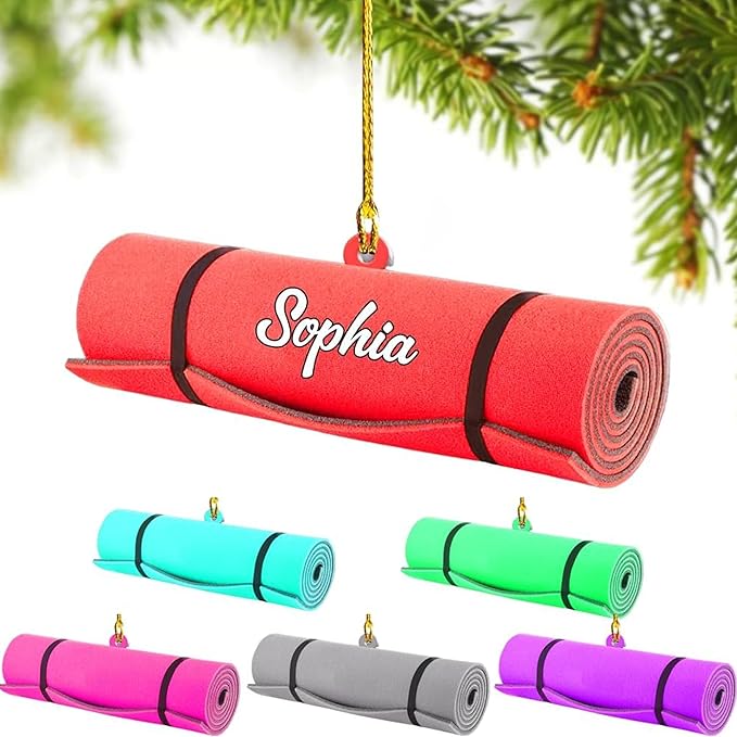 Noni Personalized Yoga Ornament, Custom Name Acrylic Christmas Decoration, Custom Name Mat Decor, Gift for Coach, New Yogi