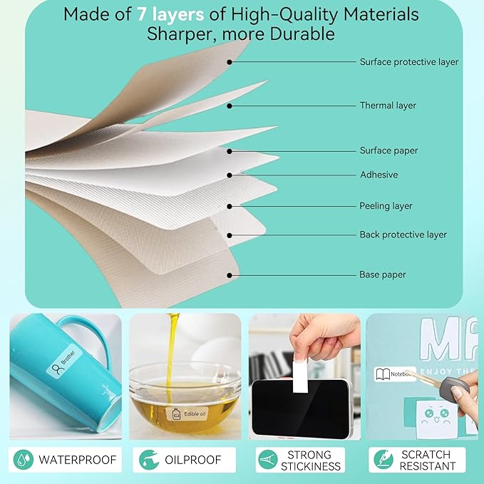 D30 P15 HP4 Label Maker Tape Refills, Non-encrypted Replacement Labels, High Definition Thermal Label Tape for Home/Office/School,12x40mm(0.47x1.57 in)1650 Labels/10Rolls, 5 Rolls Clear, 5 Rolls White