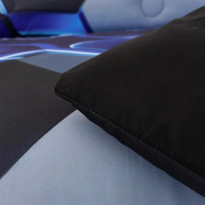 NTBED 3D Gaming Comforter Set for Boys Kids Teens,5pcs Gamer Bedding Sets with Sheet,Game Console Bed in a Bag (Blue, Full)
