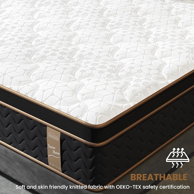 King Mattress 10 Inch, Cooling Hybrid Bed in a Box, Individual Pocket Springs, Motion Isolation, Targeted Hip/Shoulder/Lumbar Support, Fiberglass-Free, Ergonomic Zones, 365-Night Trial, CertiPUR-US