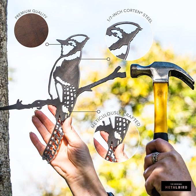 METALBIRD - Crow - Outdoor Tree Ornaments in Corten Steel - Metal Art Proudly Made in The USA