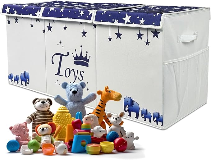 Extra Large Toy Box for Boys - Toy Storage Organizer For Living Room with Lids - 40"x14"x16" Collapsible 600D Oxford Toy Chest for Kids, Boys, Girls - Durable Toy Bin for Playroom, Nursery