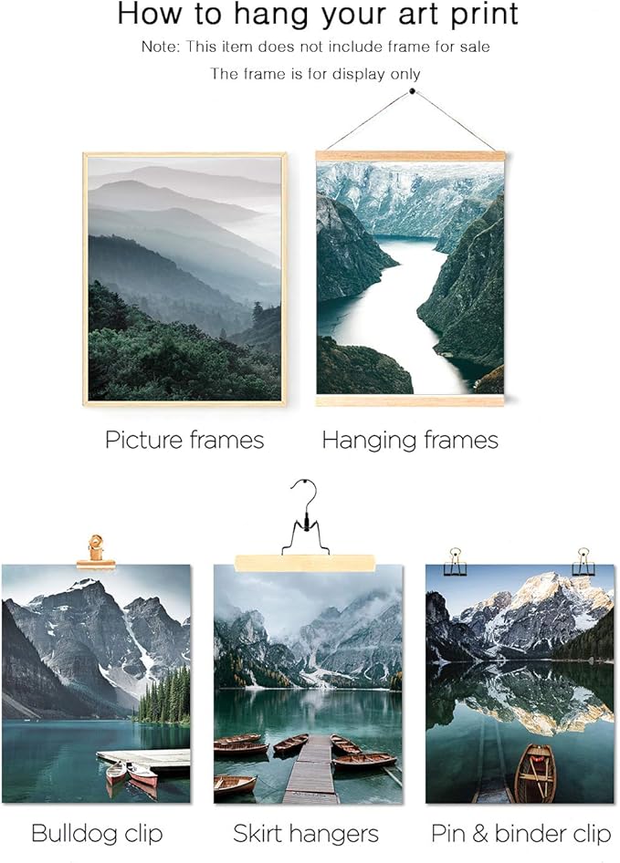 HoozGee Photography Art Prints Travel Natural Landscape Set of 6 Mountain Boat Canvas Poster Print Wall Art Pictures Beautiful Living Room Decor Home Decor (11"x14" UNFRAMED)