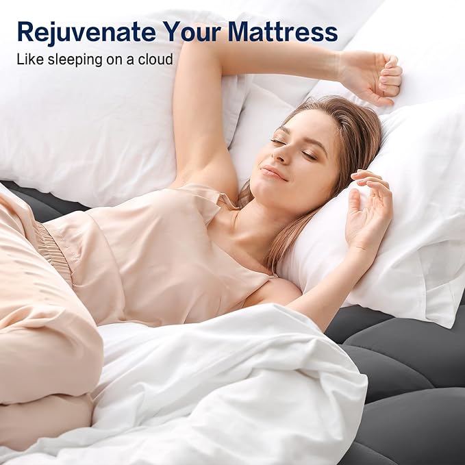 SOPAT Mattress Topper Twin XL Size Extra Thick Mattress Pad 8-21" Deep Pocket Soft Down Alternative Fill Mattress Protector Pillow Top Mattress Cover (39x80 Inches, Dark Grey)