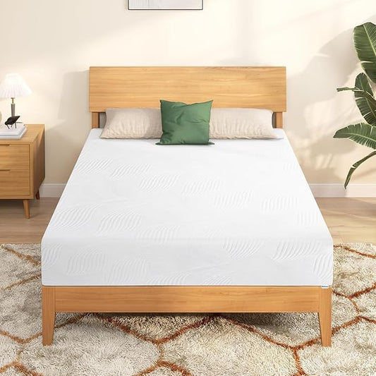 Twin Mattress 12 Inch, Memory Foam Mattress Twin Size, Green Tea Cooling Gel Infused Pressure Relief, Bed in a Box CertiPUR-US Certified & Fiberglass Free