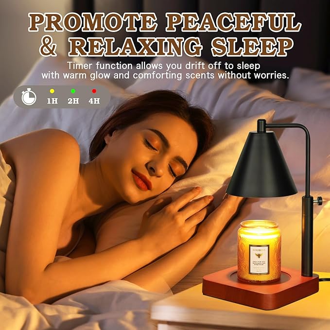 Modern Candle Warmer Lamp with Timer, Black Candle Lamp Warmer for Jar Candles, Birthday Gifts for Men, Dad, Women, Mom, Adjustable Metal Candle Lamp Dimmable,Christmas Gifts, Vintage Home Decor