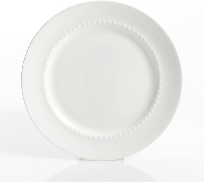 Gibson Elite Embossed Bone China Double Bowl Dinnerware Set, Service for 4 (16pcs), White