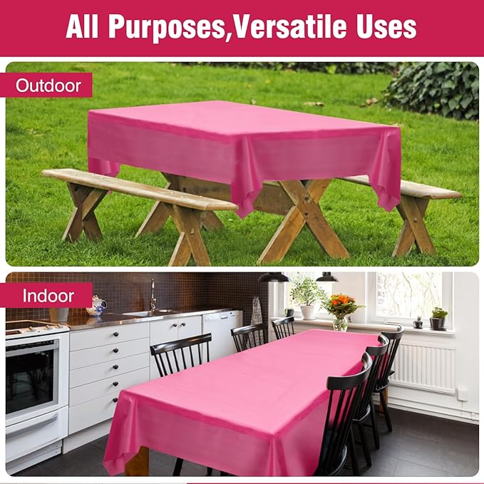 Craft And Party Fuchsia Plastic Table Cover Roll, 40Inch X 300Feet Disposable Plastic Tablecloth, Banquet Rectangle Tablecover Roll