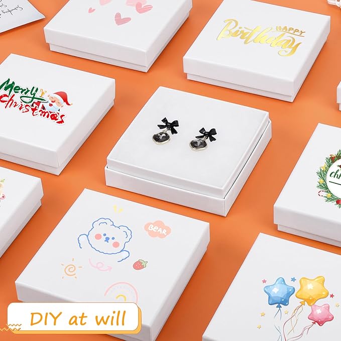 jewelry gift boxes, 20 Pack Small Gift Boxes with Lids for Necklace Ring Bracelet Earring Display Box, Jewelry Box Bulk White