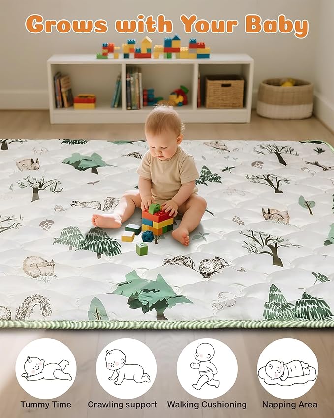 Baby Play Mats for Floor, 50x50 Playpen Mat, Premium Thicken Cushioning Foam Playmats for Babies, Toddlers and Infants, Non-Slip Foldable & Machine Washable