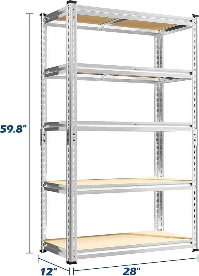 REIBII Storage Shelves 2020LBS Garage Shelving Heavy Duty Shelving 5 Tier Metal Shelving Units for Storage Adjustable Pantry Shelves for Kitchen Warehouse Basement 28" W x 12" D x 59.8" H, 3 Pack