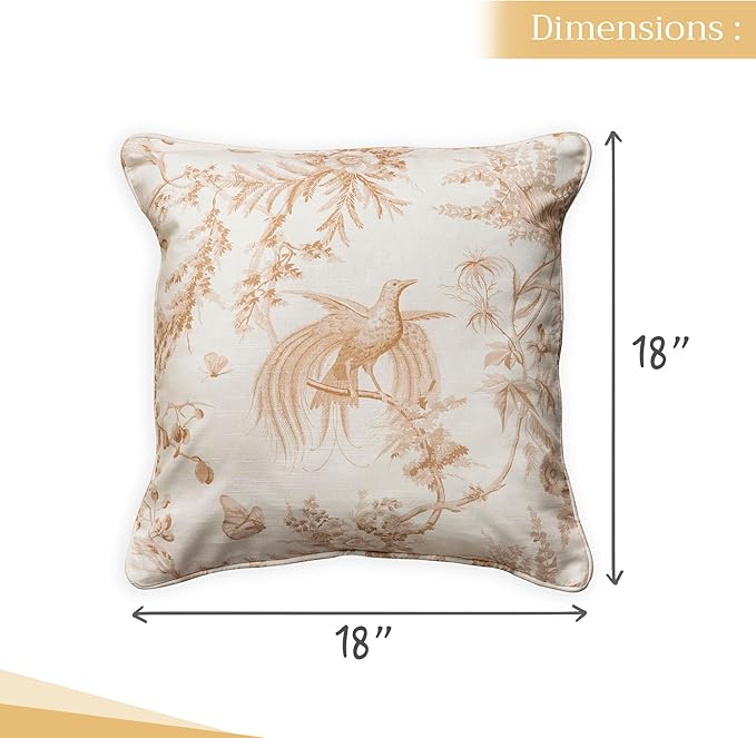 Maison d' Hermine Decorative Pillow Covers 18 x 18 Inch Square 100% Cotton Throw pillow Covers with invisible Zipper Cushion Case for Living Room Couch, Chair, Sofas, Bedroom, Home (Paradise - Almond)