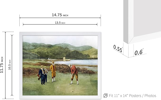 Poster Master The Putting Green Painting Poster - Golf Course Print - Golf Art - River Art - Sports Art - Landscape Art - Father's Day Art - Great Office or Living Room Decor, 11x14 White Framed