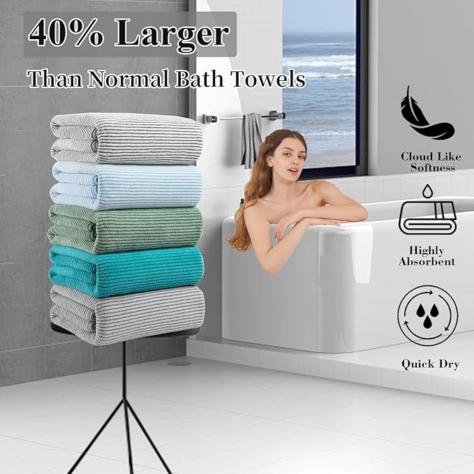 4 Piece Bath Towel Set 35"x70"Oversized Bath Towel for Bathroom Ultra Soft Fluffy Extra Large Bath Sheet Luxury Premium Bathroom Towel Highly Absorbent Quick Dry Shower Towel for Hotel Spa,Brown White