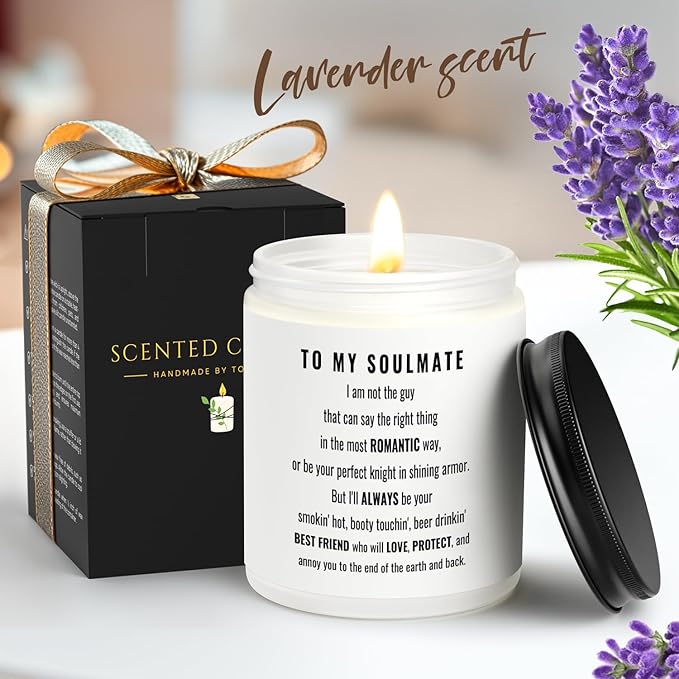 Gifts for Wife, Anniversary, Birthday Day Gifts for Wife from Husband, Mother's Day, Romantic Valentine's Gift for Girlfriend, Christmas, Just BecauseGifts, to My Soulmate Scented Candle,