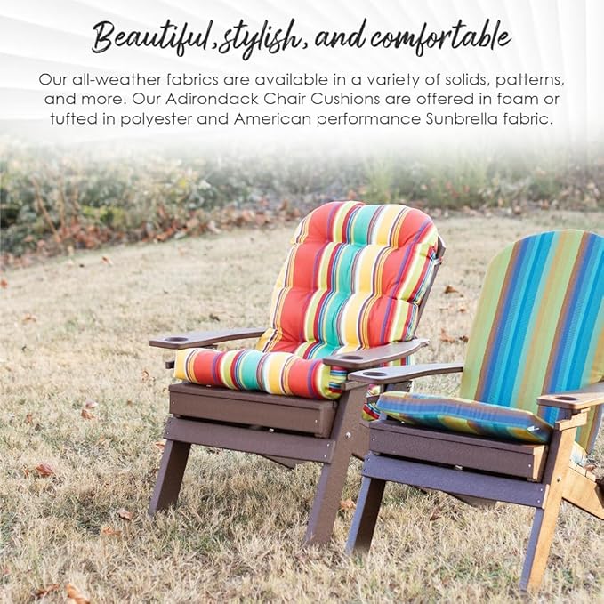 RSH DECOR: Tufted Adirondack Chair Cushion | 42.5” x 21” | All-Weather Spun Fabric | Water and Fade-Resistant | Outdoor Cushion for Patio Furniture | Floral Blooms Pink