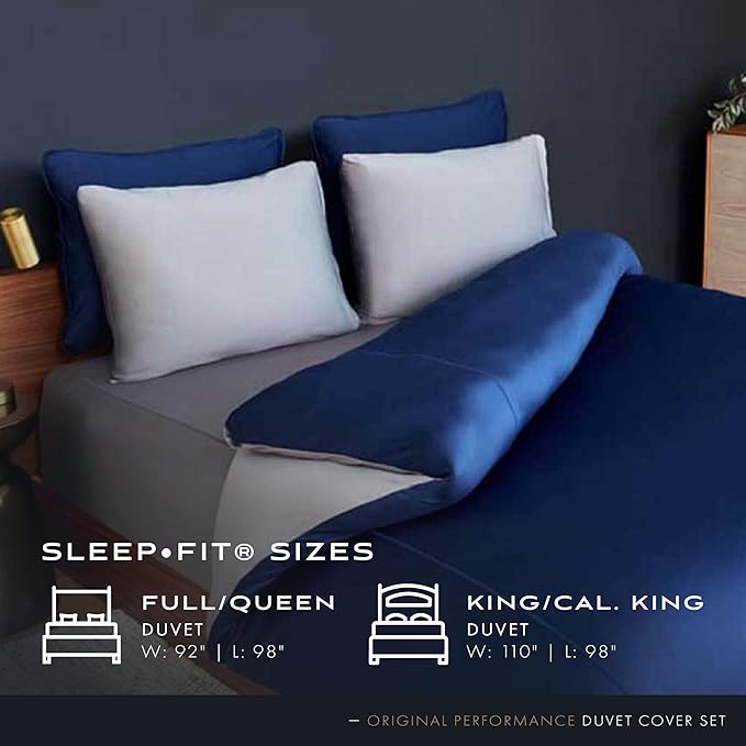 SHEEX Original Performance Cooling Duvet Cover Set, Lightweight King Duvet Cover with 2 King Pillow Shams, Graphite