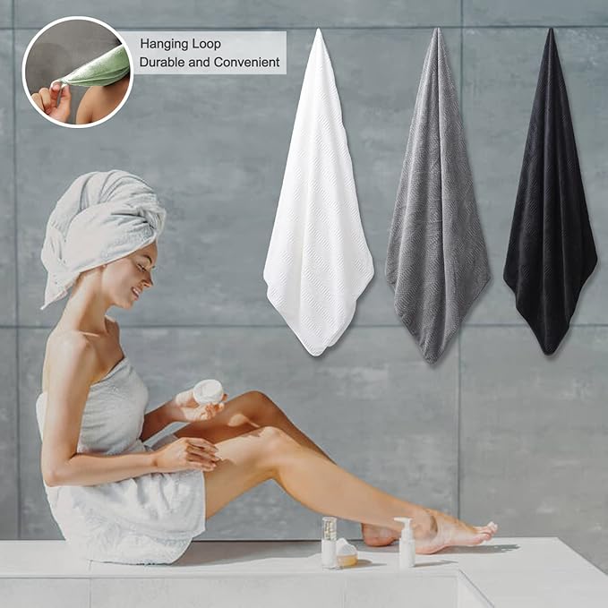 4 Piece Oversized Bath Towels Set 35x70 Inches, Gray Extra Large Soft Bath Sheet Chair Towels 600 GSM Highly Absorbent Quick Dry Towels Set for Bathroom Hotel Spa