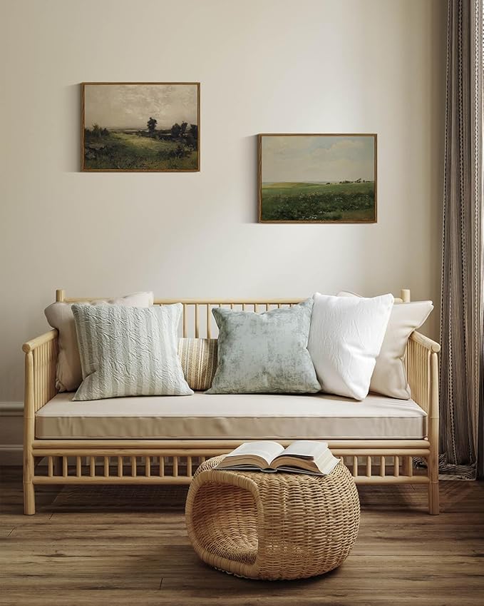 InSimSea Framed Canvas Wall Art Vintage Decor, Wilderness Landscape Painting Pictures for Bedroom Wall Decor, Vintage Wall Art for Living Room, Wall Art Farmhouse Dining Room Decor, 12"x16"