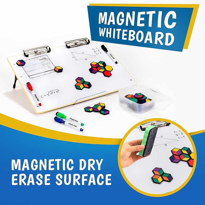 Slant Board for Writing - Adjustable Magnetic Whiteboard & 22° Angle Ergonomic Desk for Reading, Writing, & Drawing for Students, Teachers – Ideal for Posture, Study & Orientation – Yellow