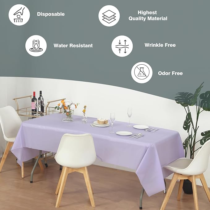 Craft And Party, Lavender Plastic Table Cover Roll - 40in X 100 feet Heavy Duty Plastic Banquet Table Cover Roll. (Lavender)