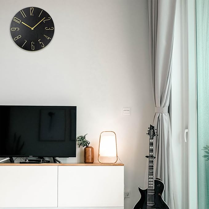 Faupugh 12 inch Wall Clock, Silent Wall Clock, Wall Clocks Battery Operated， Suitable for Home, Office, School, Kitchen, Bedroom, Living Room (Without Second Hand)