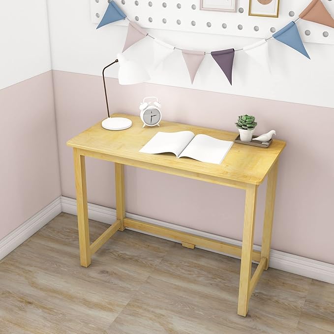 Max & Lily Solid Wood Desk, 40 Inches, Natural
