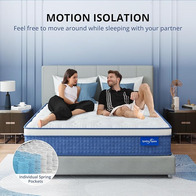 Queen Mattress 12 Inch Hybrid Mattress in a Box, Medium Firmness, Foam and Individual Pocket Springs for Motion Isolation & Pressure Relief, CertiPUR-US Certified, 60" x 80"