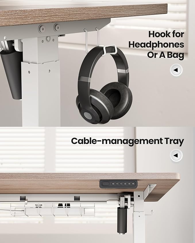 SIAGO Electric Standing Desk Adjustable - 55 x 24 Inch Sit Stand up Desk with Cable Management - 3 Memory Preset Adjustable Height Table