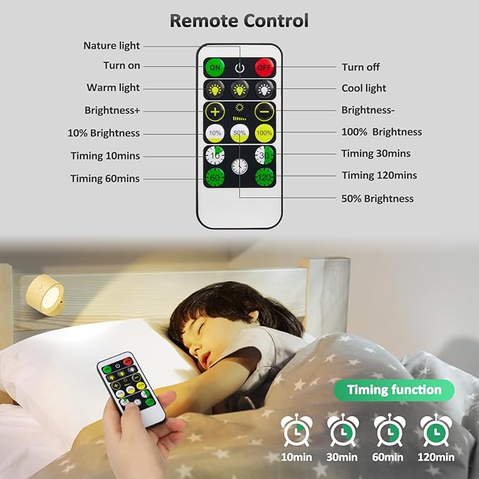 Lightbiz LED Wall Sconces, Wall Mounted Lamp with Remote Rechargeable Battery Operated, 3 Color Temperatures & Dimmable Wall Lights Magnetic 360° Rotation Wireless Light